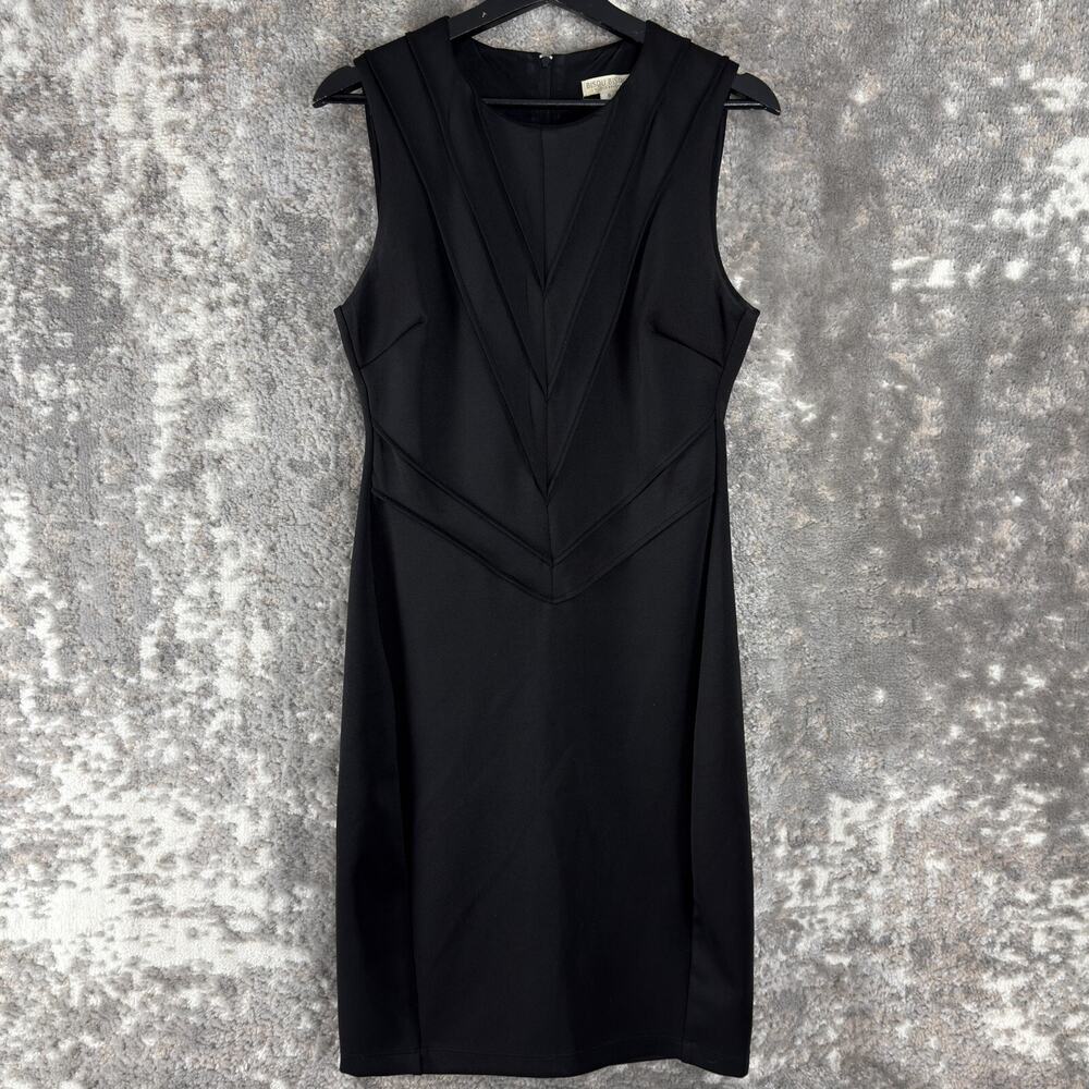 Bisou Bisou Size 8 Stretch Knee Length Sheath Dress Black Sleeveless Zip